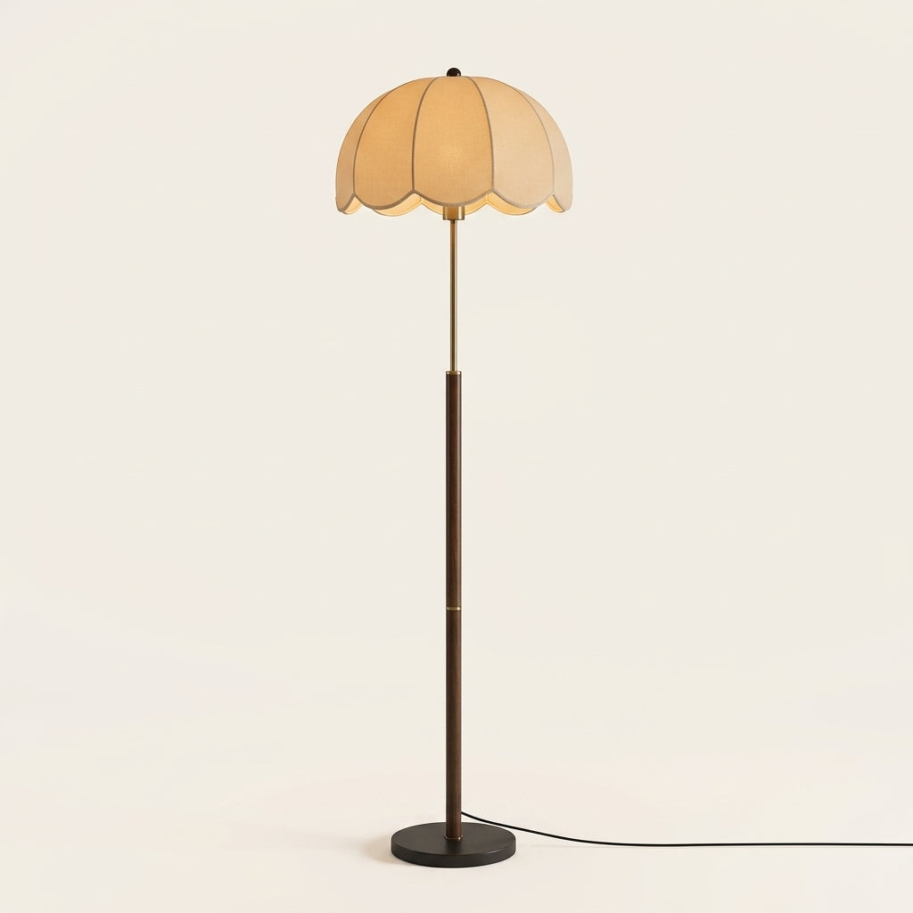Lámpara de pie tulipa vintage de madera oscura Tulipa