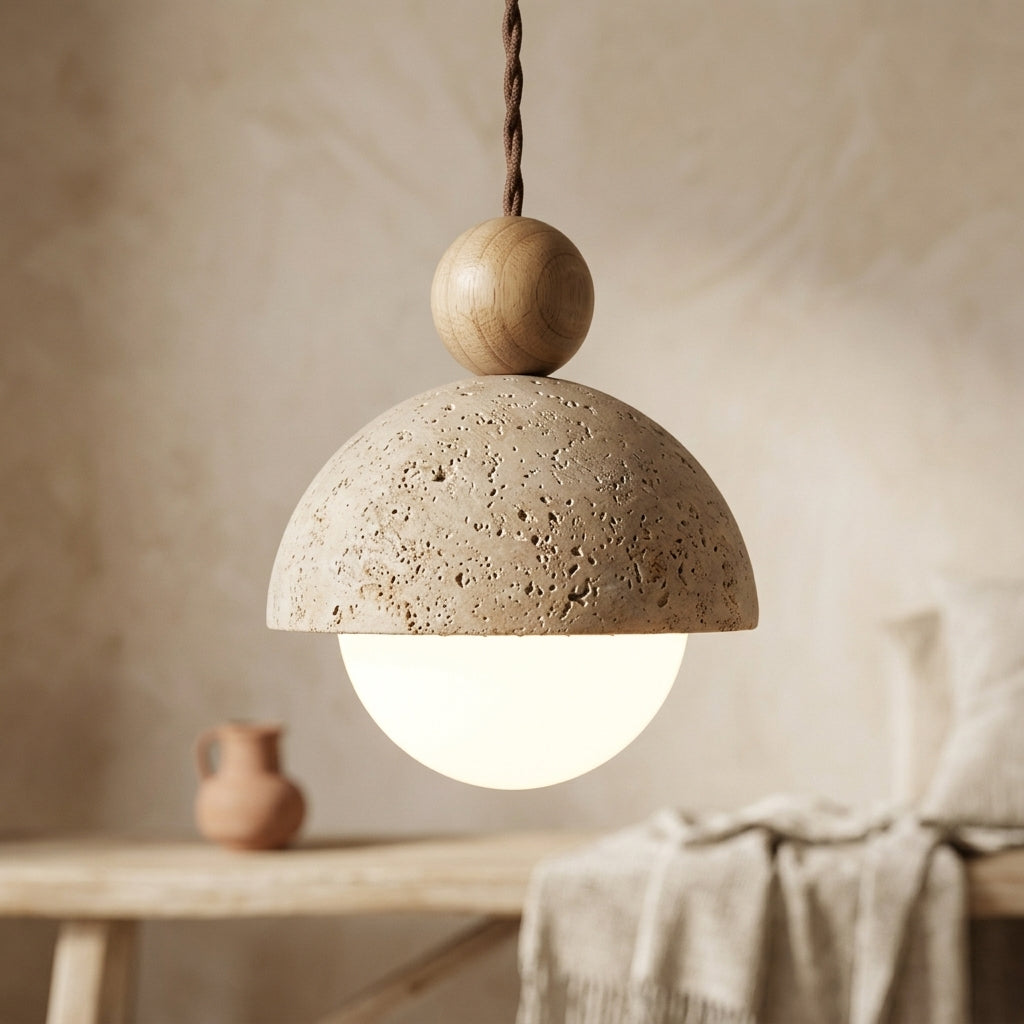 Lámpara colgante de piedra wabi-sabi Roca – detalle