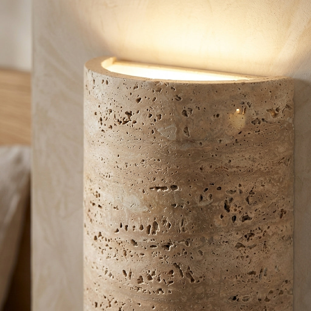 Aplique de pared curvo de travertino natural Arco – detalle