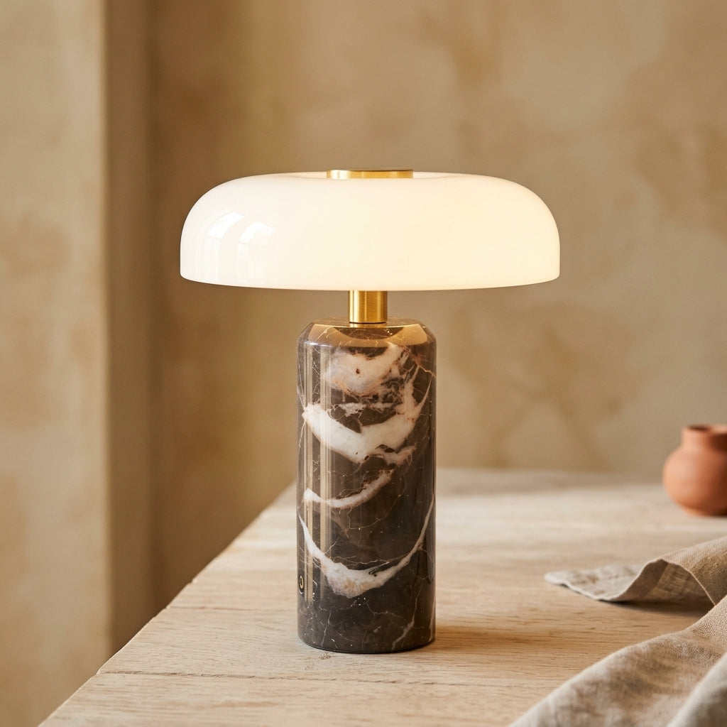 Lámpara de mesa portátil de mármol con luz regulable Menhir – detalle