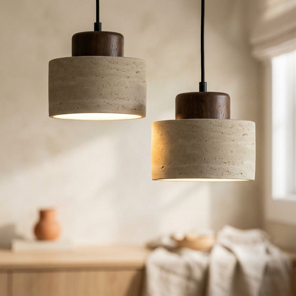 Lámpara colgante de travertino natural Nido – detalle