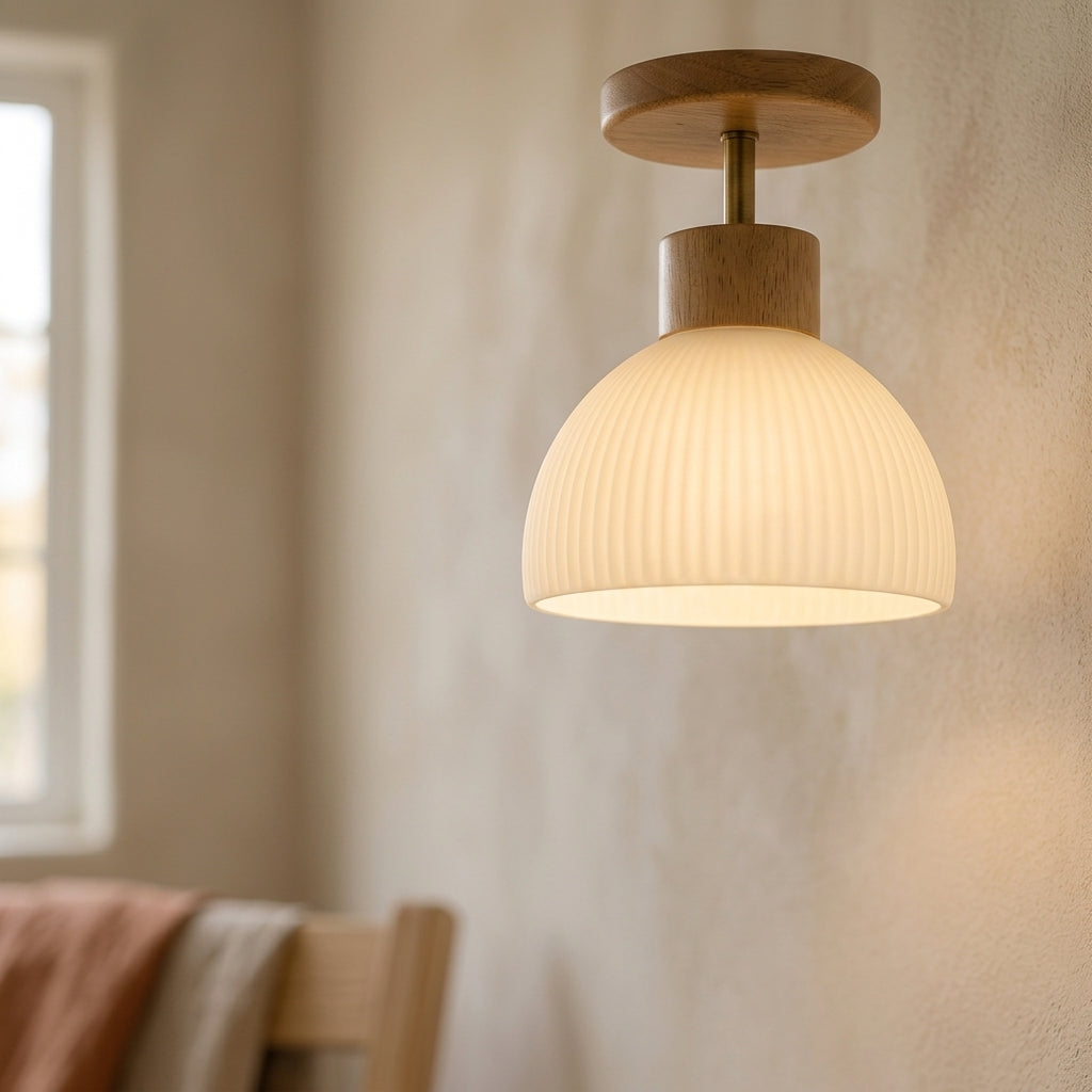 Lámpara de techo de madera y difusor Ailsa – detalle