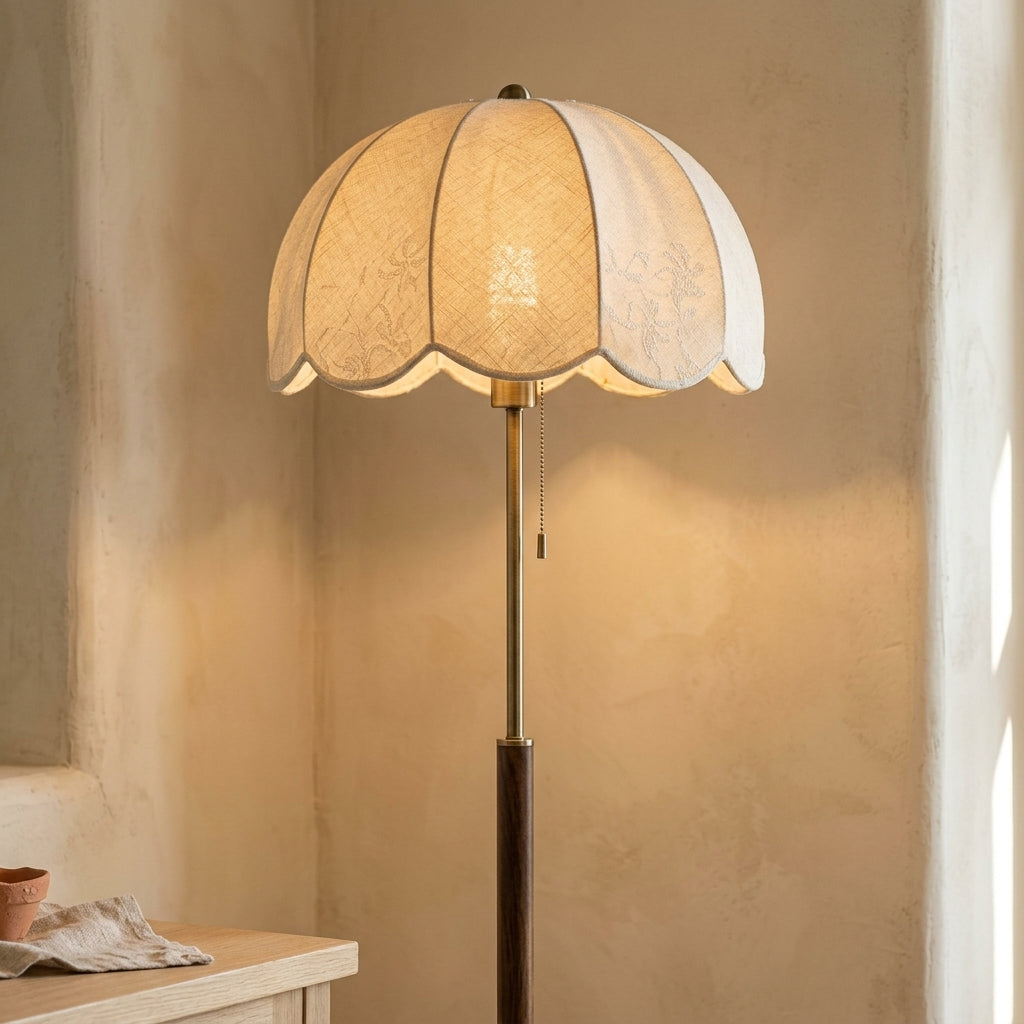 Lámpara de pie tulipa vintage de madera oscura Tulipa – detalle