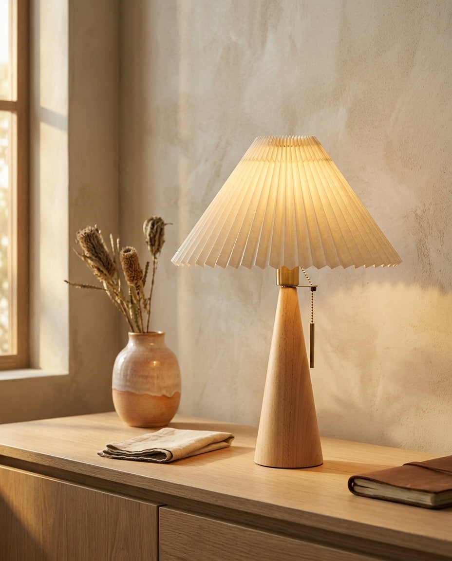 Lámpara de mesa de madera minimalista Alba – aparador