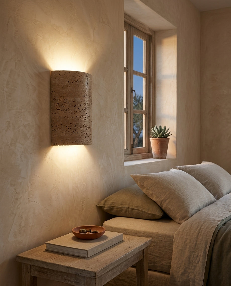 Aplique de pared curvo de travertino natural Arco – cabecero