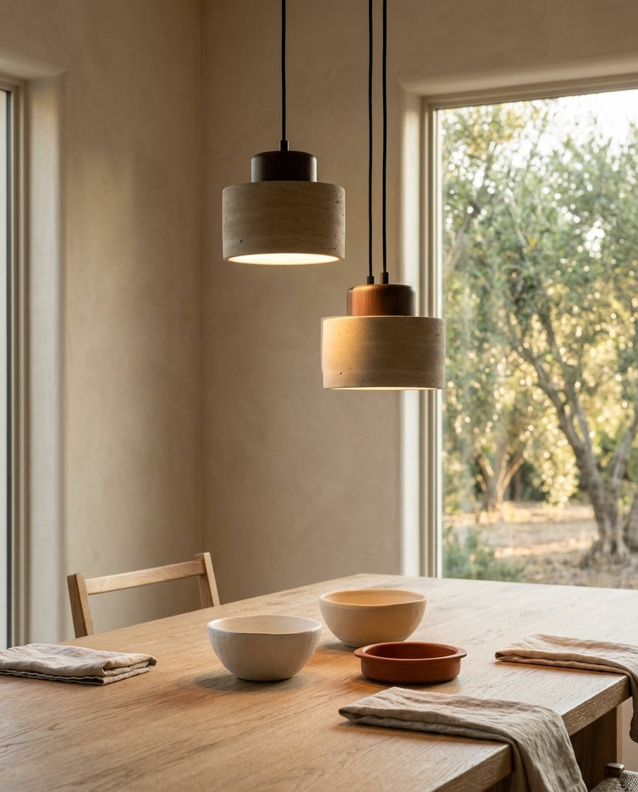 Lámpara colgante de travertino natural Nido – comedor