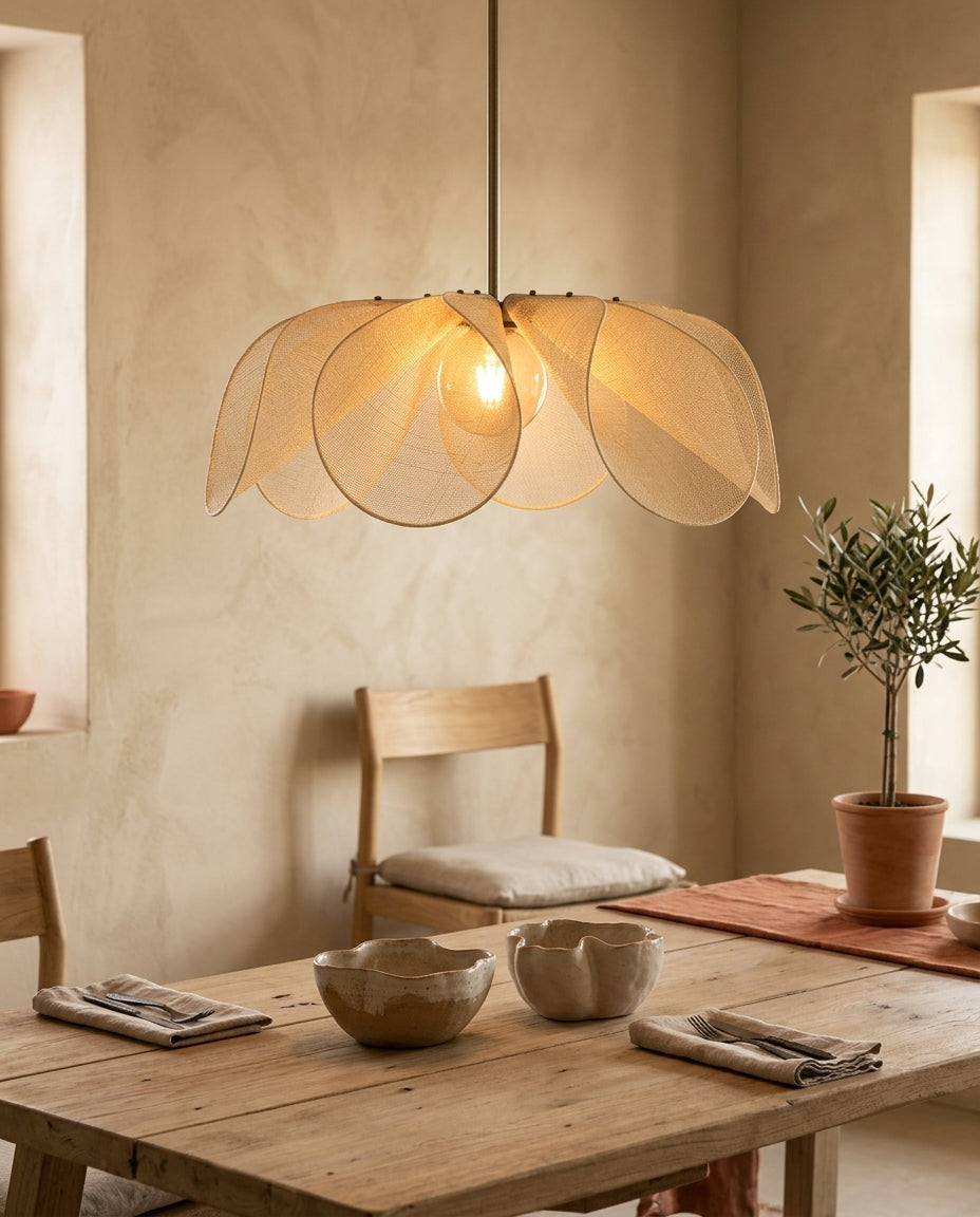 Lámpara colgante de tela plisada vintage Plisada – comedor