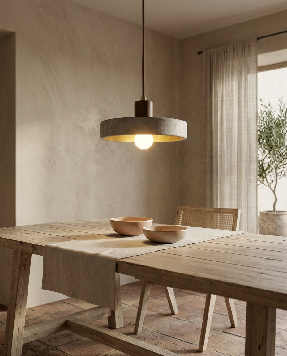 Lámpara colgante Bauhaus de travertino Bau – comedor