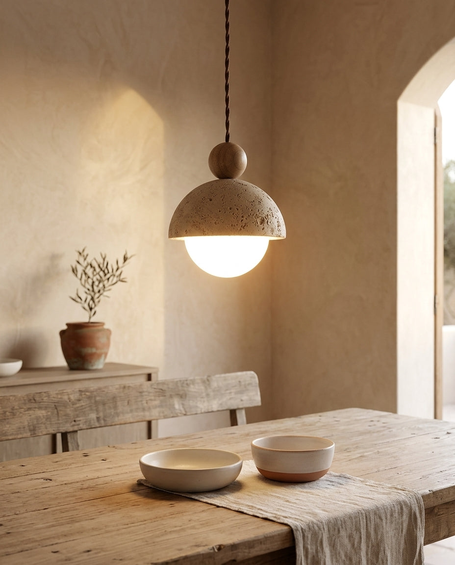Lámpara colgante de piedra wabi-sabi Roca – comedor