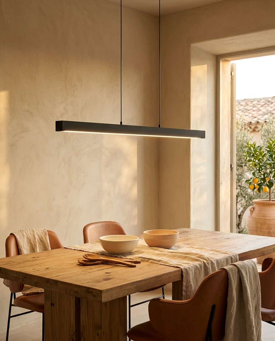 Lámpara colgante lineal de madera y hierro Viga – comedor