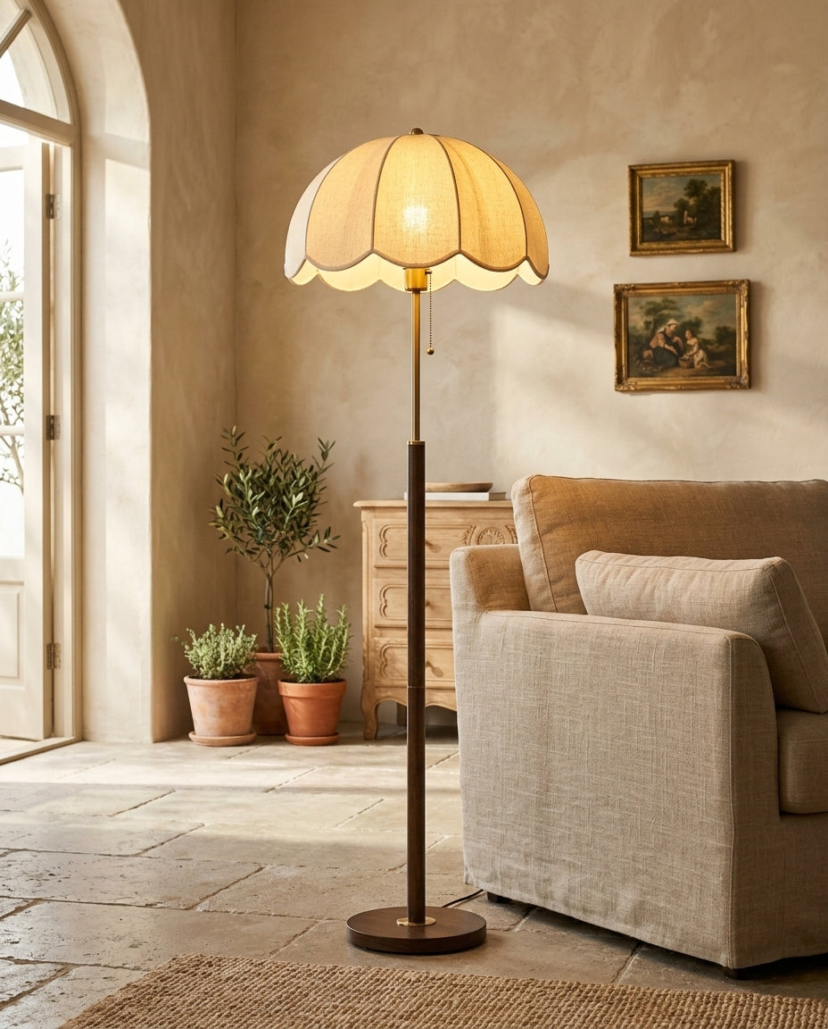 Lámpara de pie tulipa vintage de madera oscura Tulipa – salon
