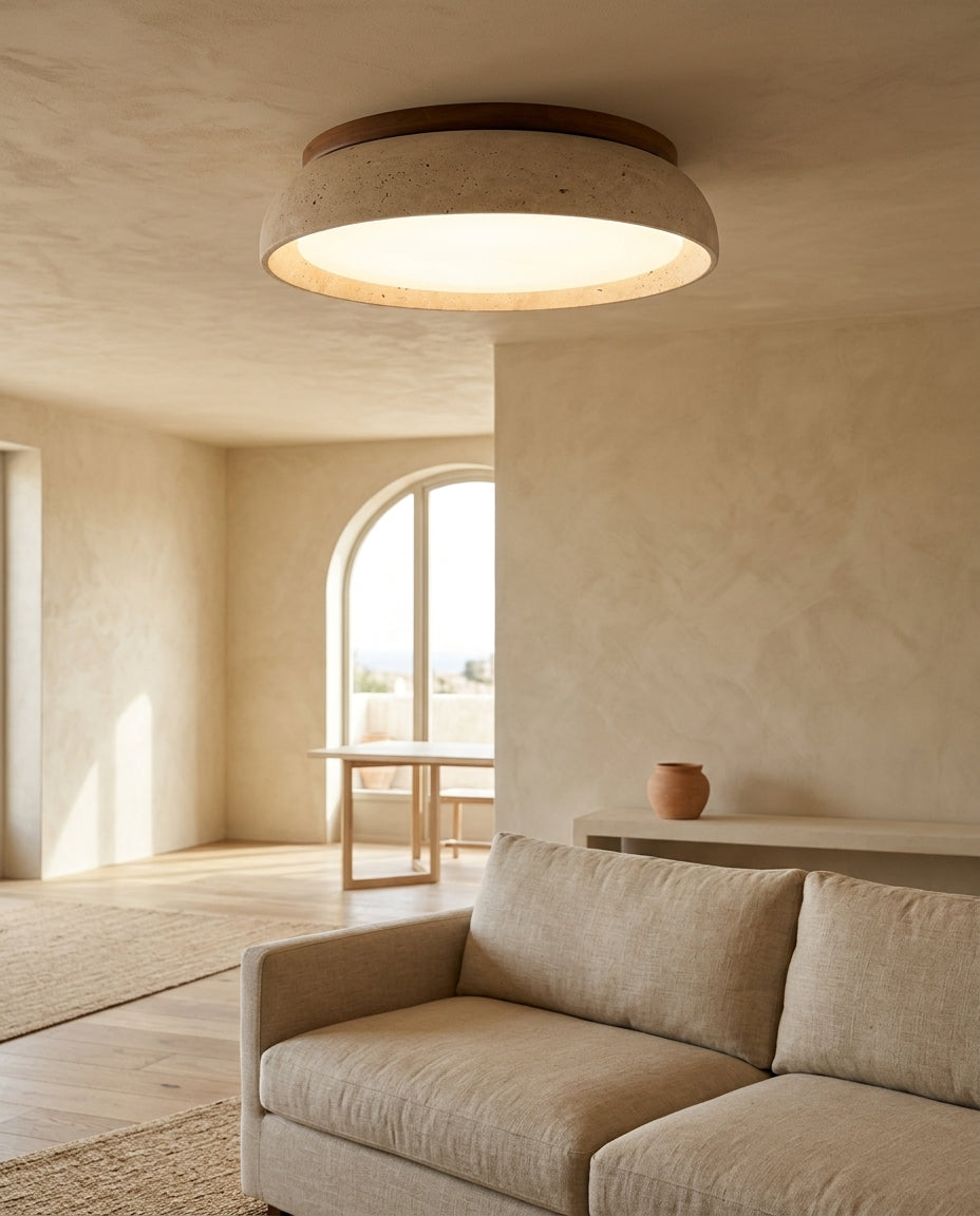 Lámpara de techo redonda de travertino con LED integrado Luna – salon