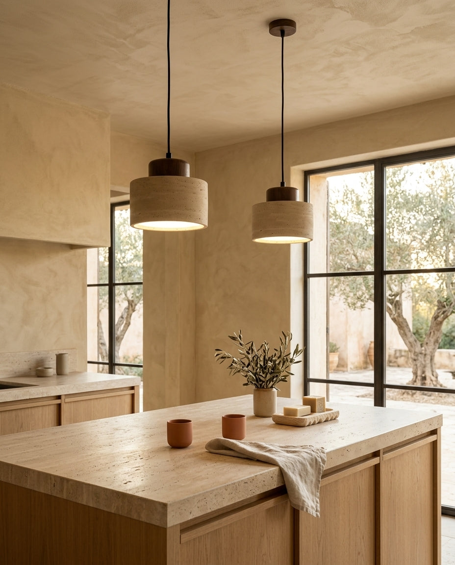 Lámpara colgante de travertino natural Nido – cocina