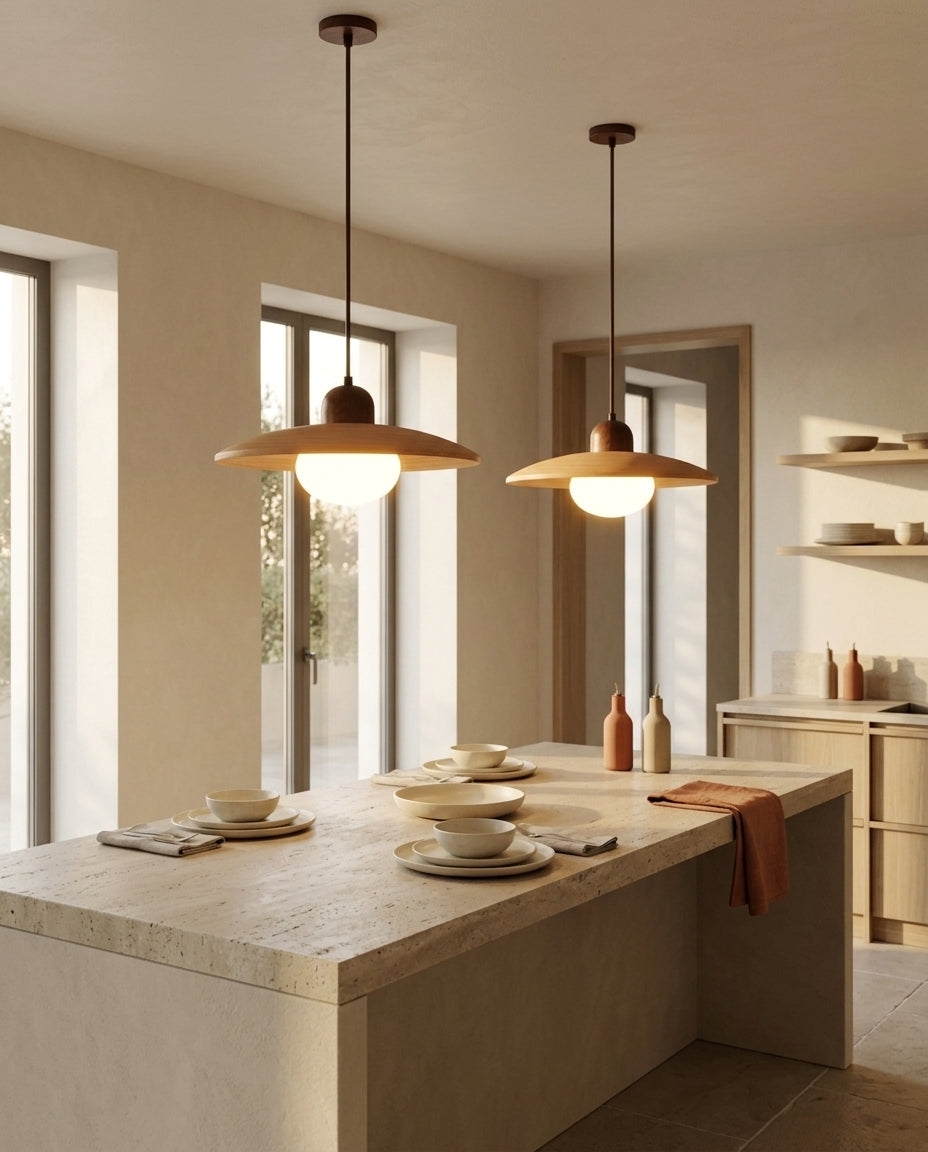 Lámpara colgante minimalista de madera para cocina Isla – cocina