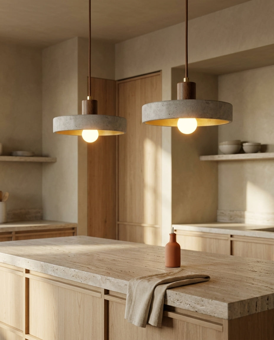 Lámpara colgante Bauhaus de travertino Bau – cocina