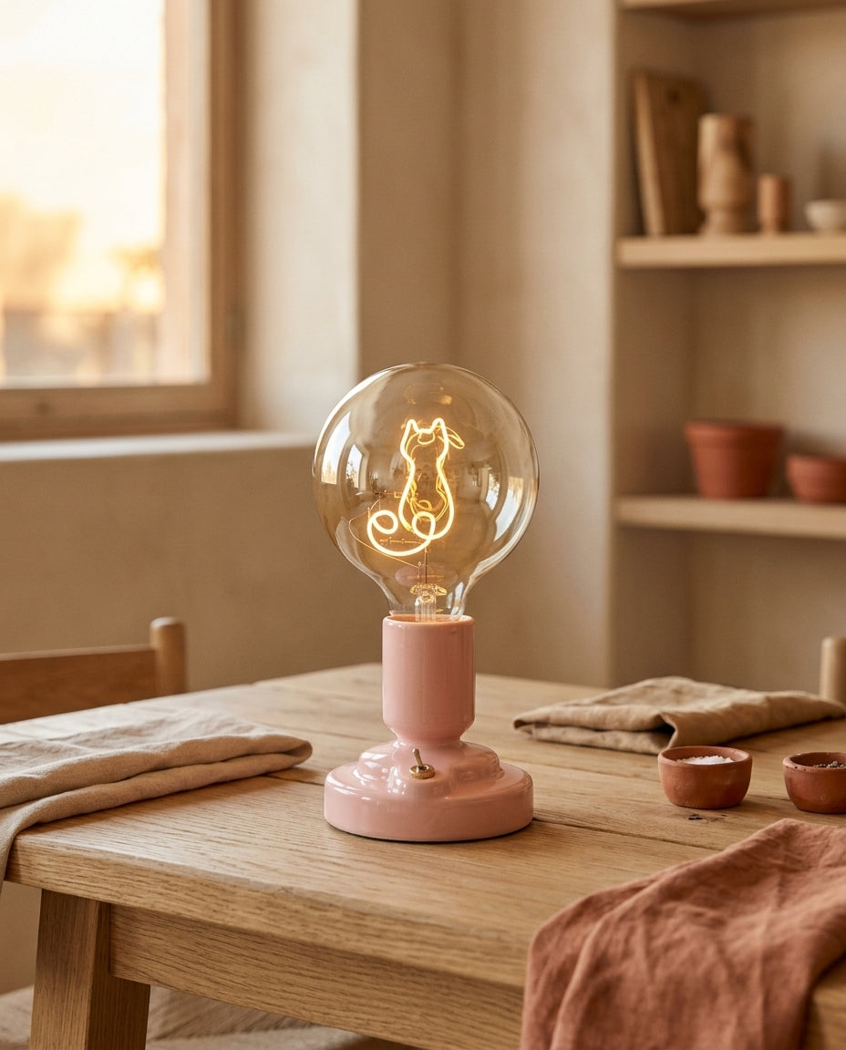 Lámpara de mesa de cerámica rosa nórdica recargable Pétalo – mesa