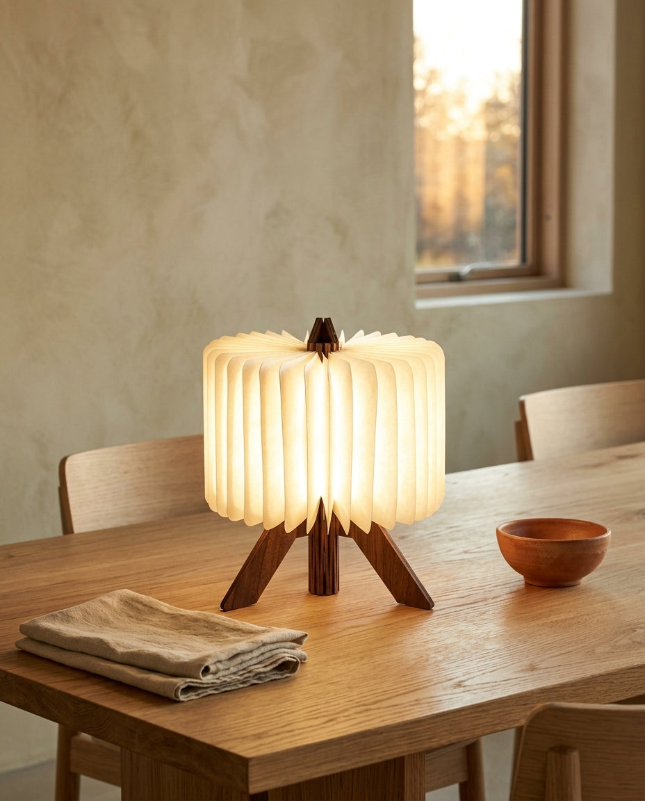 Lámpara de mesa plegable de madera y papel Pliego – mesa