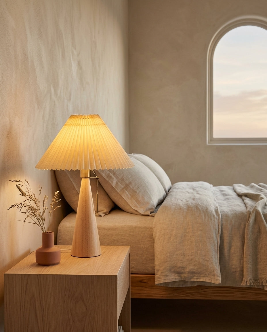 Lámpara de mesa de madera minimalista Alba – mesita