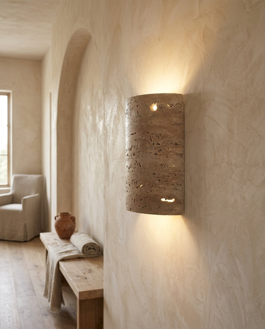Aplique de pared curvo de travertino natural Arco – pasillo