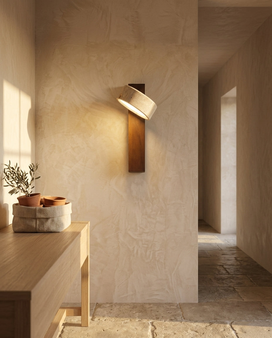 Aplique de pared de travertino con foco orientable Lector – pasillo