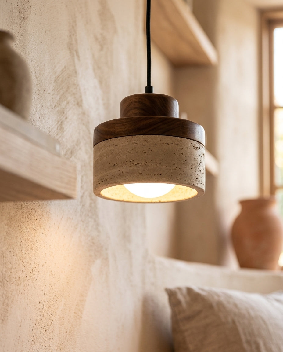 Lámpara colgante de travertino natural Nido – detalle
