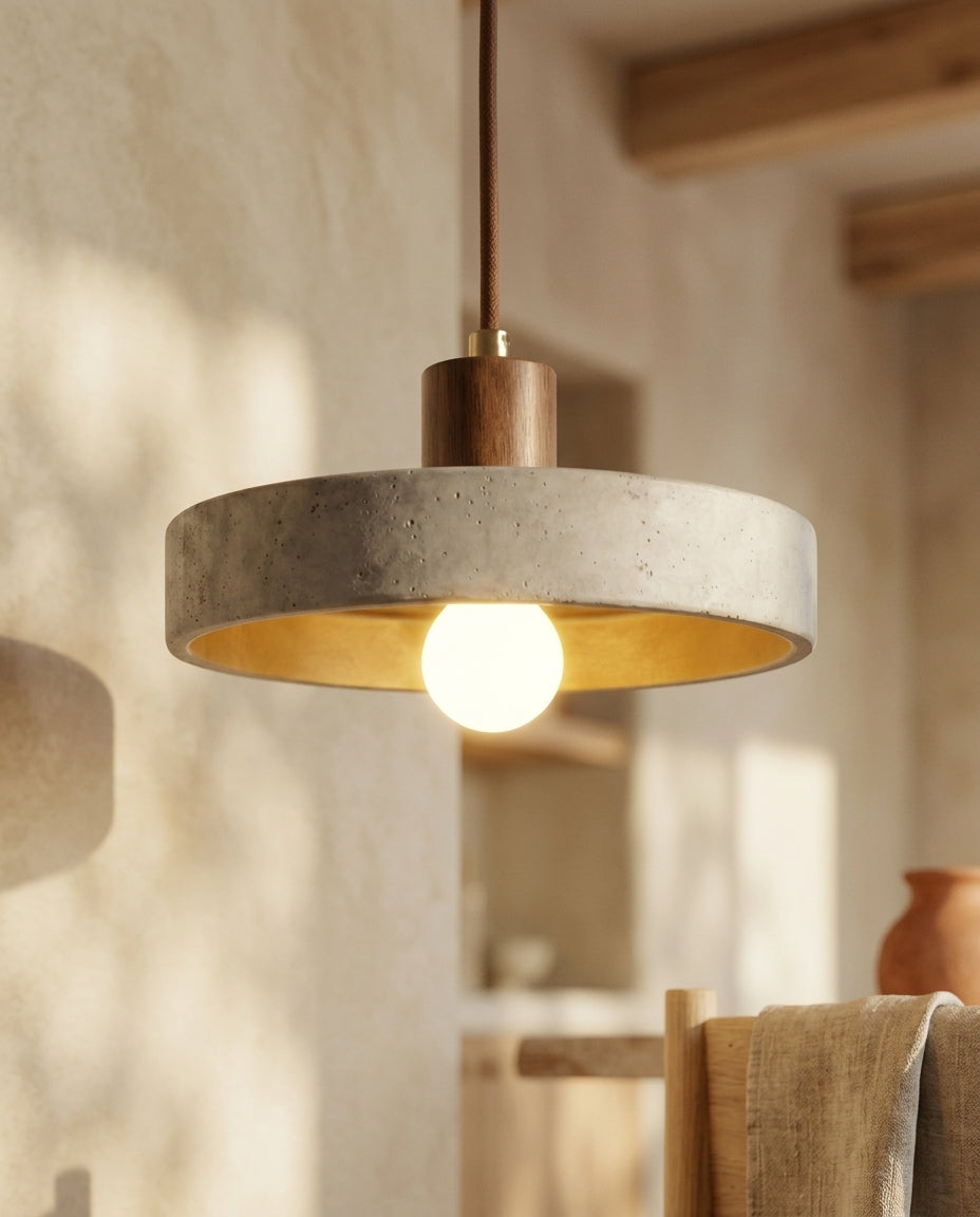 Lámpara colgante Bauhaus de travertino Bau – detalle