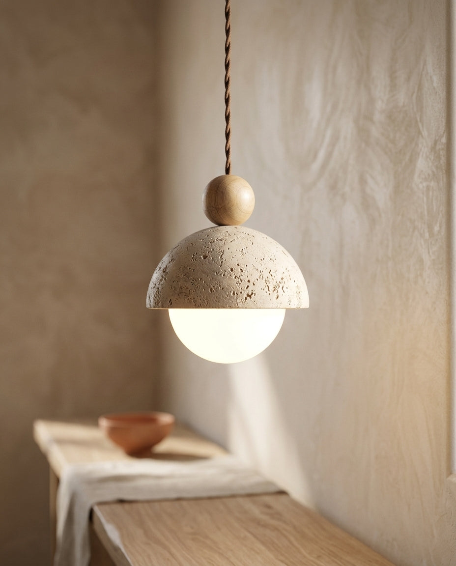 Lámpara colgante de piedra wabi-sabi Roca – detalle