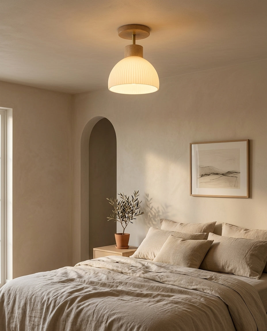 Lámpara de techo de madera y difusor Ailsa – dormitorio