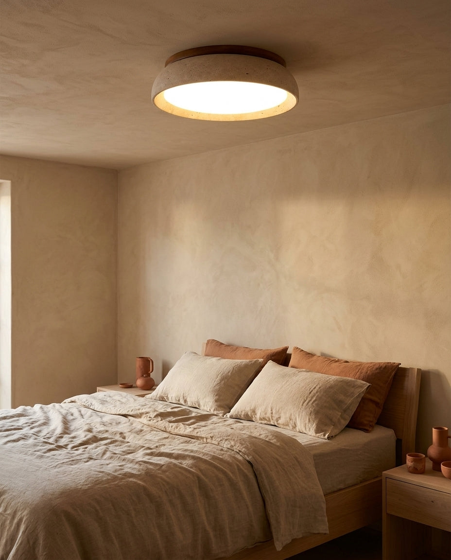Lámpara de techo redonda de travertino con LED integrado Luna – dormitorio
