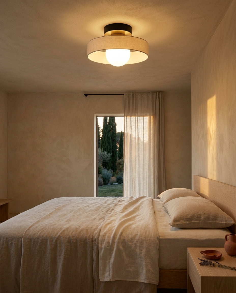 Lámpara de techo Bauhaus de cristal y latón París – dormitorio