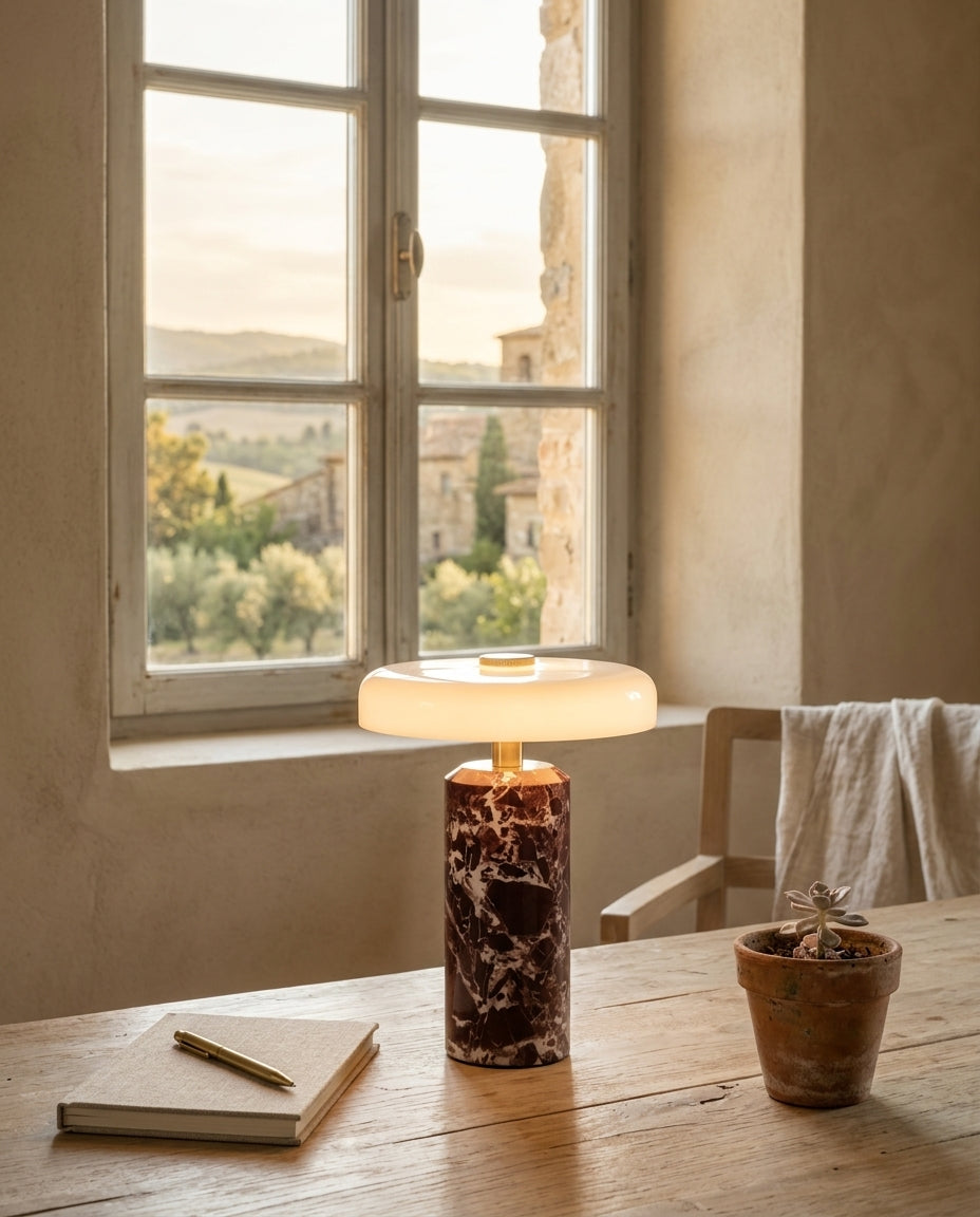 Lámpara de mesa de mármol y cristal Ónice – escritorio