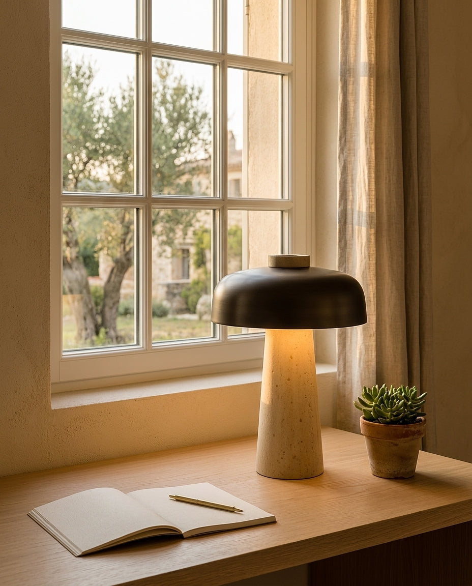 Lámpara de mesa de travertino con cúpula Domo – escritorio
