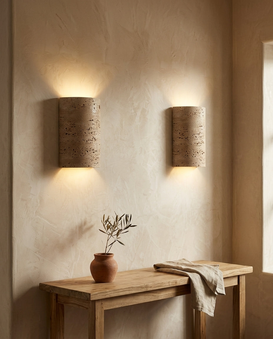 Aplique de pared curvo de travertino natural Arco – pareja